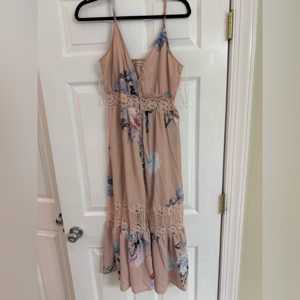 Hello Molly Floral Maxi Dress with Lace Details